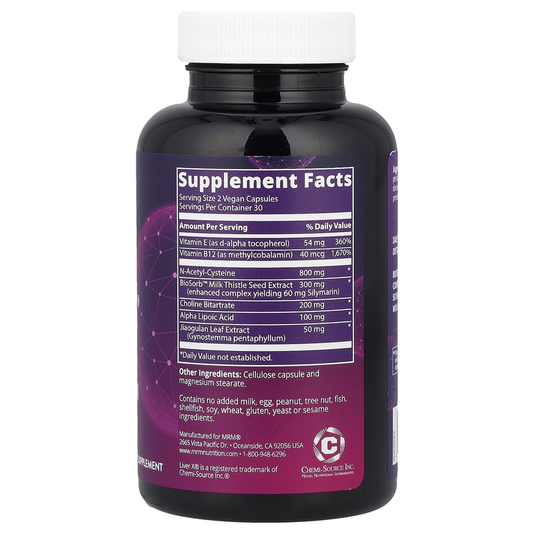 MRM Nutrition, поддержка печени и детоксикация, 60 веганских капсул
