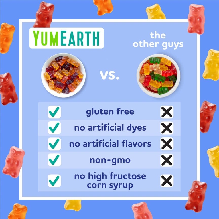 YumEarth, жевательные мишки без глютена, со вкусом клубники, вишни, манго и персика, 5 порционных пакетиков по 19,8 г (0,7 унции)