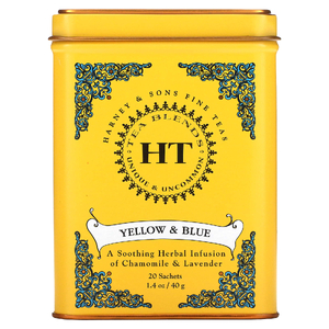 Harney & Sons, травяной чай, желтый и синий, без кофеина, 20 пакетиков, 40 г (1,4 унции)