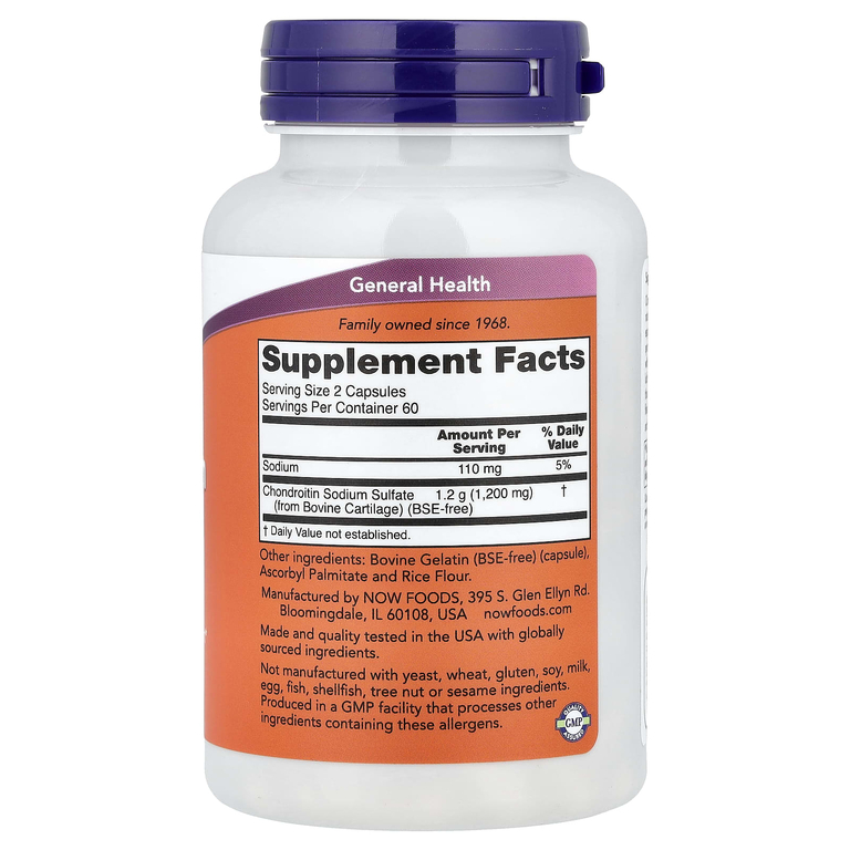 NOW Foods, Сульфат хондроитина, 600 мг, 120 капсул