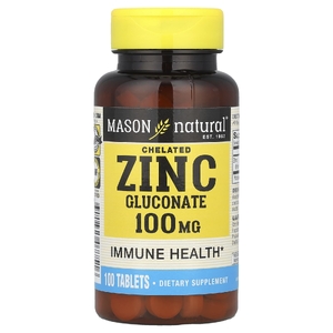 Mason Natural, Хелатный глюконат цинка, 100 мг, 100 таблеток