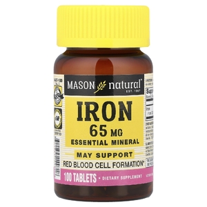 Mason Natural, железо, 65 мг, 100 таблеток