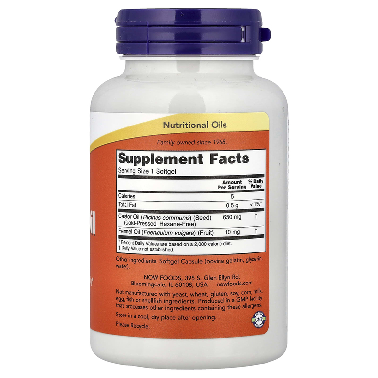 NOW Foods, касторовое масло, 120 капсул