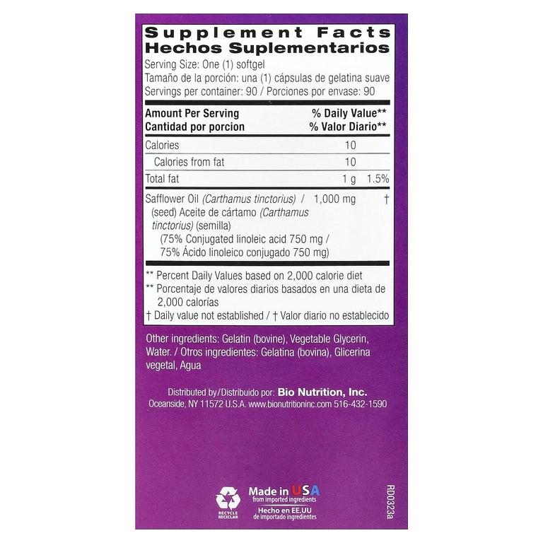 Bio Nutrition, Сафловор, 90 капсул (1000 мг в 1 капсуле)