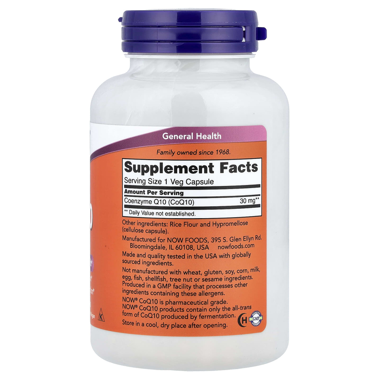 NOW Foods, коэнзим Q10, 30 мг, 240 растительных капсул