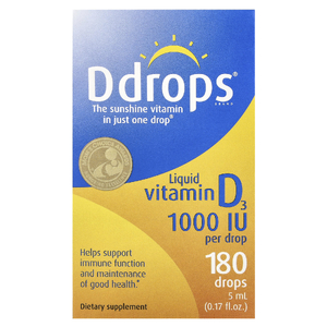 Ddrops, жидкий витамин D3, 1000 МЕ, 5 мл (0,17 жидк. унции)
