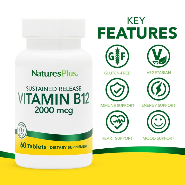 NaturesPlus, Витамин B12, 500 мкг, 90 таблеток