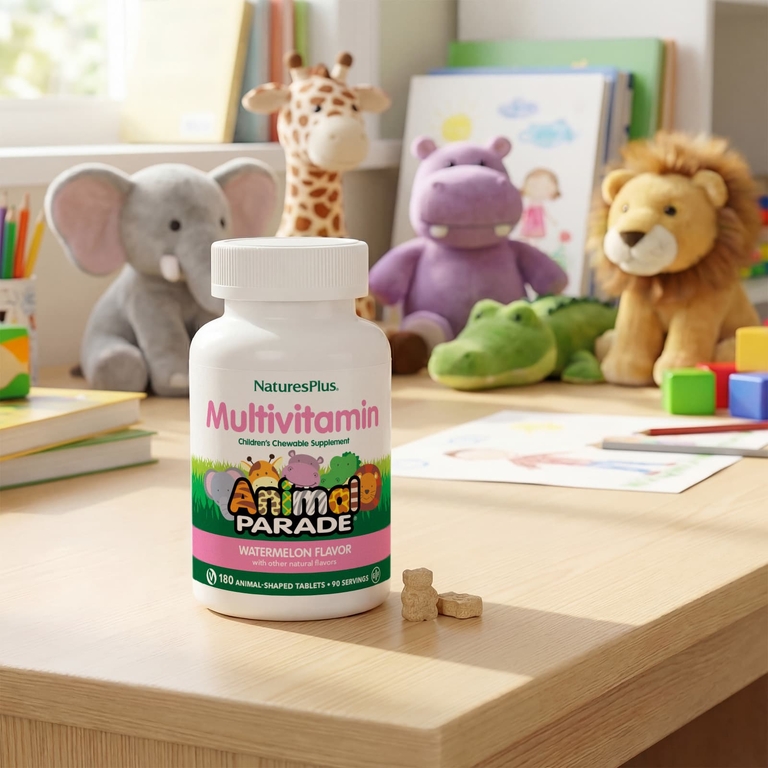NaturesPlus, жевательные мультивитамины для детей, со вкусом арбуза, 180 таблеток в форме животных
