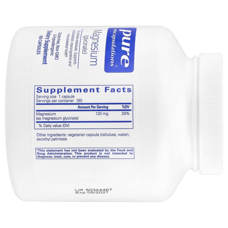 Pure Encapsulations, магний (глицинат), 180 капсул (120 мг в 1 капсуле)