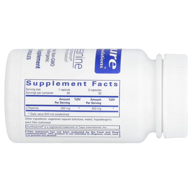 Pure Encapsulations, L-теанин, 60 капсул (200 мг в 1 капсуле)