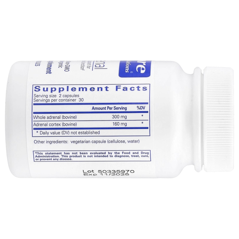 Pure Encapsulations, добавка для нормальной работы надпочечников, 60 капсул