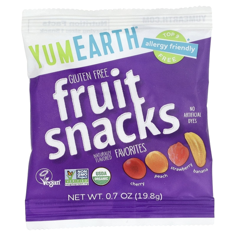 YumEarth, фруктовые снеки без глютена, ассорти любимых вкусов, 10 упаковок по 19,8 г (0,7 унции)