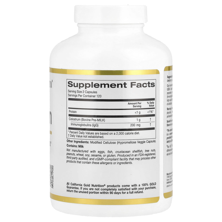 California Gold Nutrition, молозиво с 20% иммуноглобулинов IgG, 240 растительных капсул