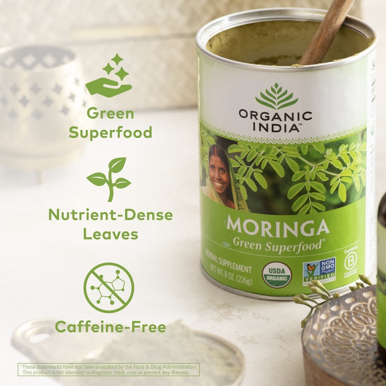Organic India, Моринга в порошке, зелёный суперфуд, 226 г (8 унций)