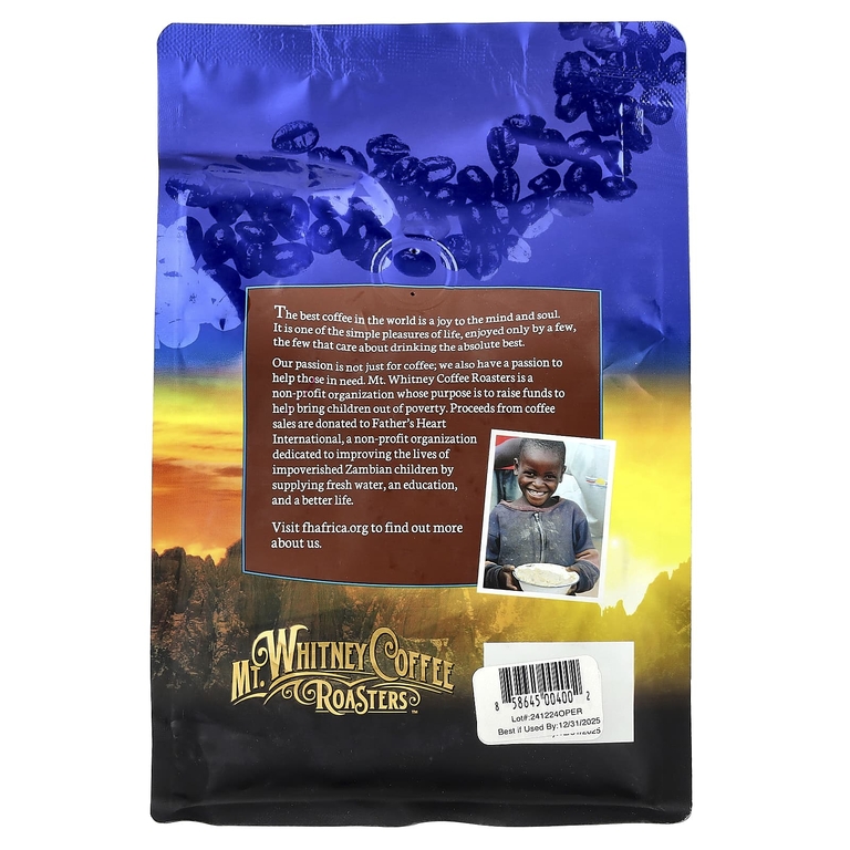 Mt. Whitney Coffee Roasters, органический кофе из Перу, зерновой, средней обжарки, 340 г (12 унций)