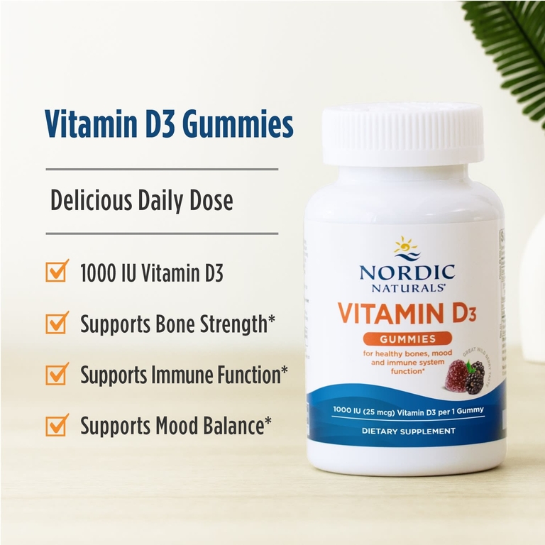 Nordic Naturals, жевательный витамин D3, со вкусом лесных ягод, 25 мкг (1000 МЕ), 120 жевательных таблеток