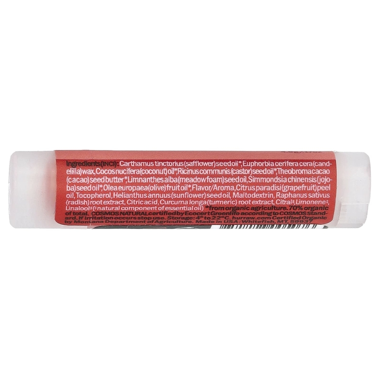 Hurraw! Balm, бальзам для губ, грейпфрут, 4,8 г (0,17 унции)