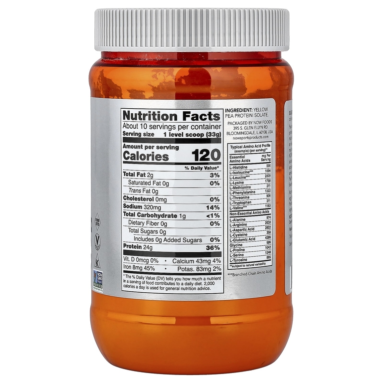 NOW Foods, Спорт, гороховый протеин, без добавок, 340 г (12 унций)