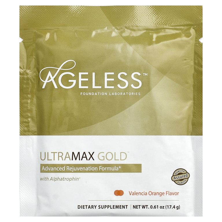Ageless Foundation Laboratories, улучшенная формула омоложения с альфатрофином, со вкусом валенсийского апельсина, 22 пакетика по 17,4 г каждый