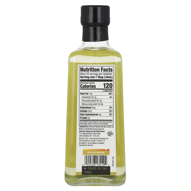Spectrum Culinary, рапсовое масло, рафинированное, 473 мл (16 жидк. унций) (Товар снят с продажи) 