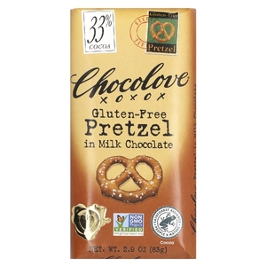 Chocolove, крендель без глютена, в молочном шоколаде, 33% какао, 83 г (2,9 унции)