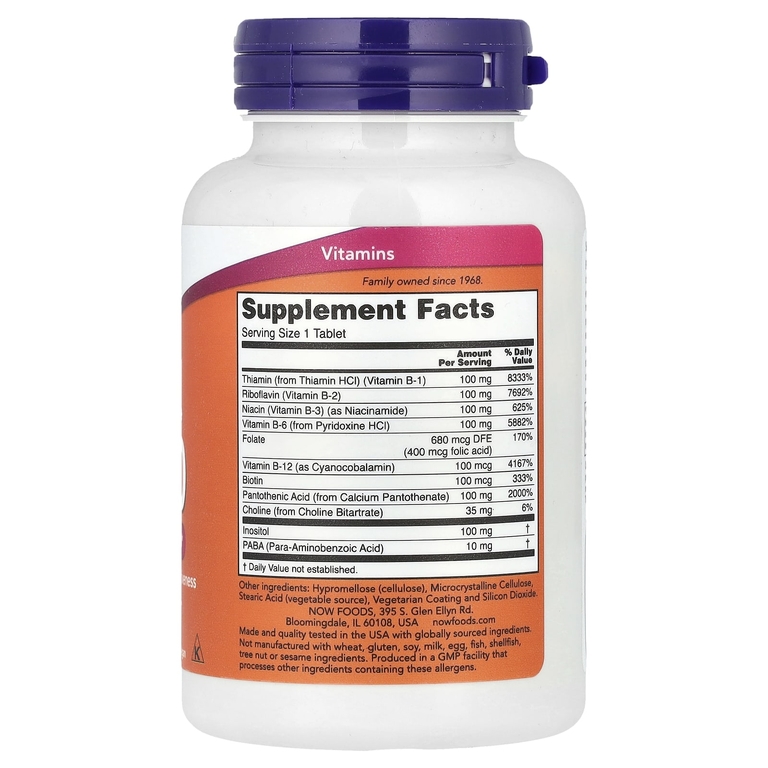 NOW Foods, В-100, длительного высвобождения, 100 таблеток