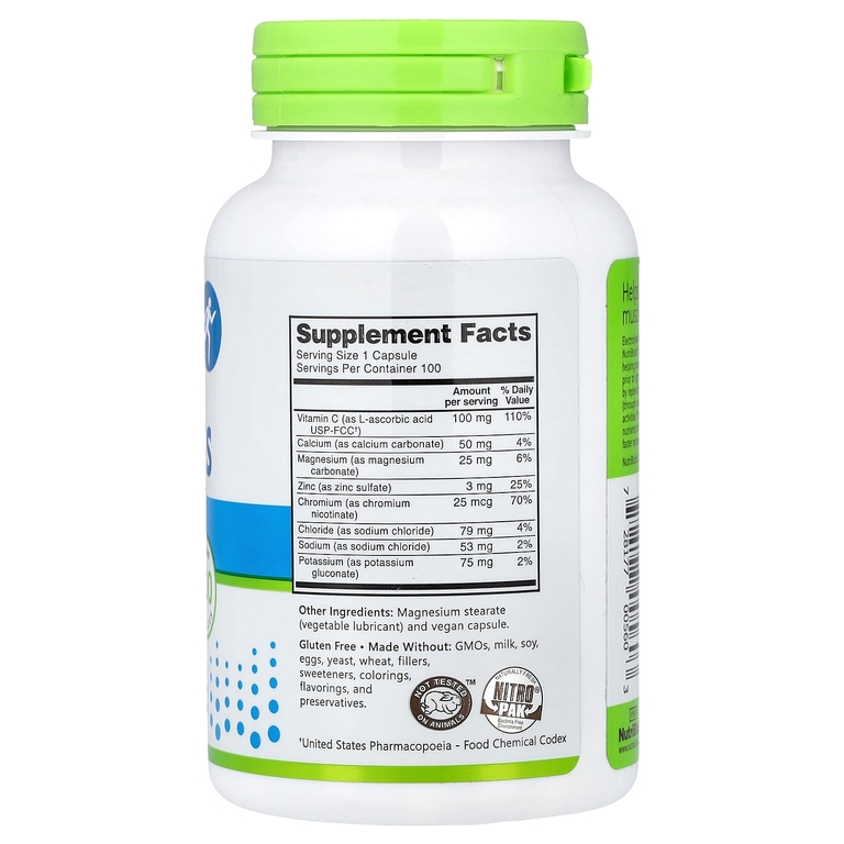 NutriBiotic, незаменимые электролиты, 100 веганских капсул