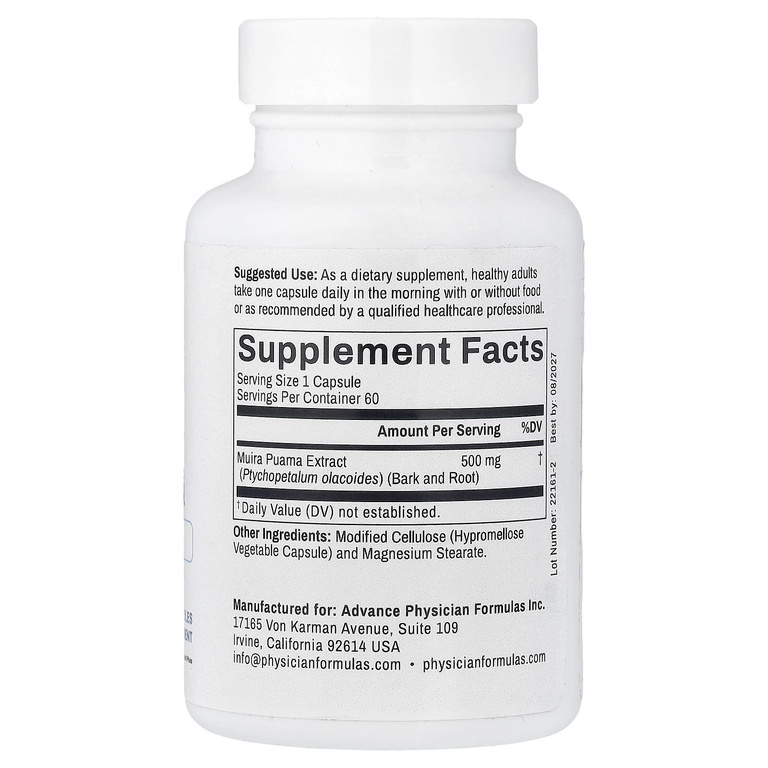 Advance Physician Formulas, муира пуама, 500 мг, 60 вегетарианских капсул (Товар снят с продажи) 