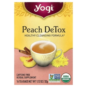 Yogi Tea, чай для очищения ЖКТ с персиком, без кофеина, 16 чайных пакетиков, 32 г (1,12 унций)