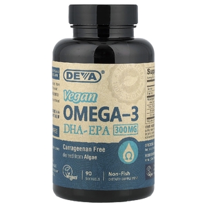 Deva, веганские омега-3 кислоты, ДГК и ЭПК, 90 капсул