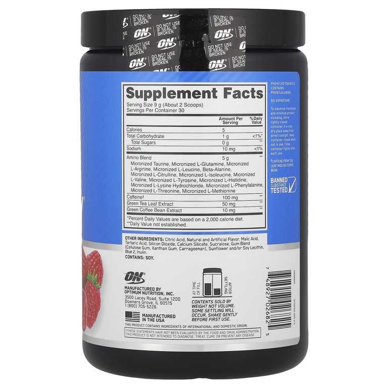 Optimum Nutrition, Аминокислоты, голубая малина, 270 г (9,5 унции)