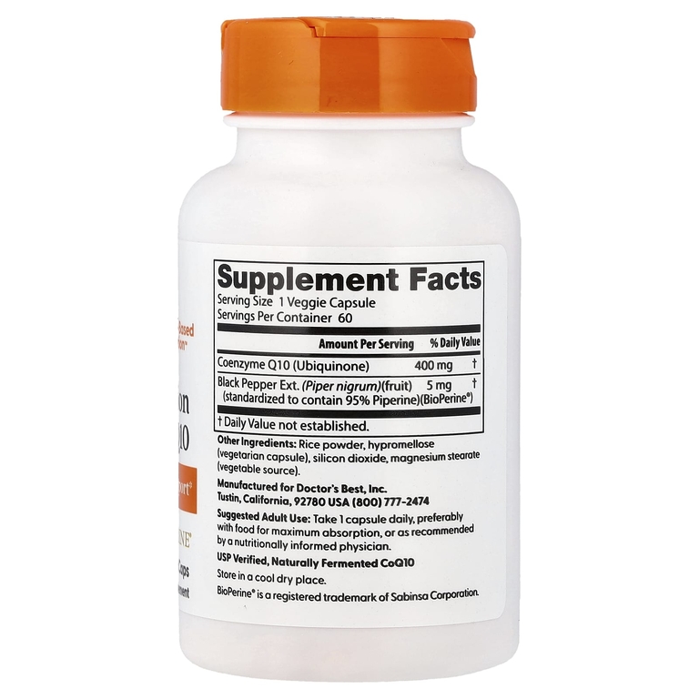 Doctor's Best, легкоусвояемый коэнзим Q10 с черным перцем BioPerine®, 60 растительных капсул