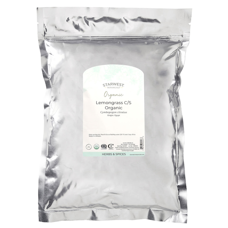 Starwest Botanicals, органический лемонграсс, нарезанный и просеянный, 453,6 г (1 фунт)