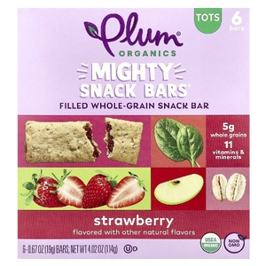 Plum Organics, батончики, клубника, 6 батончиков, 19 г (0,67 унции) каждый