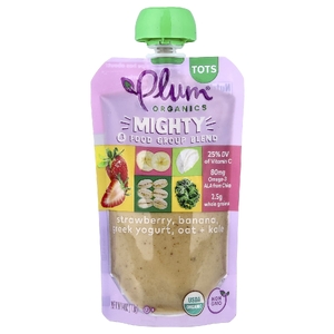 Plum Organics, Mighty Food Group, смесь для малышей, клубника, банан и греческий йогурт, овсянка и кудрявая капуста, 113 г (4 унции)