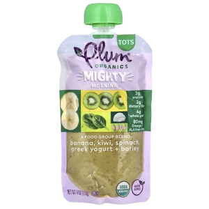 Plum Organics, смесь для малышей, банан, киви, шпинат, греческий йогурт, ячмень, 113 г (4 унции)