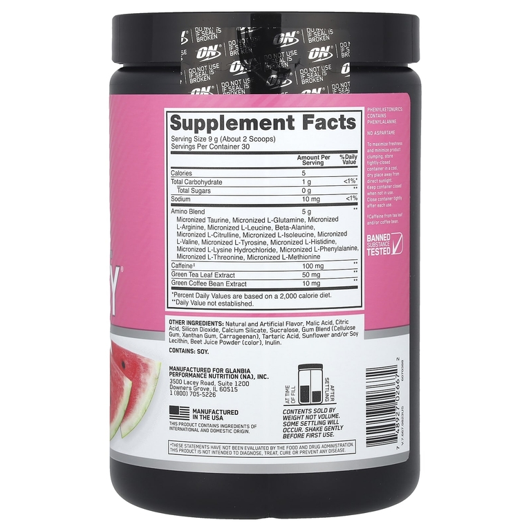 Optimum Nutrition, аминокислоты, арбуз, 270 г (9,5 унции)