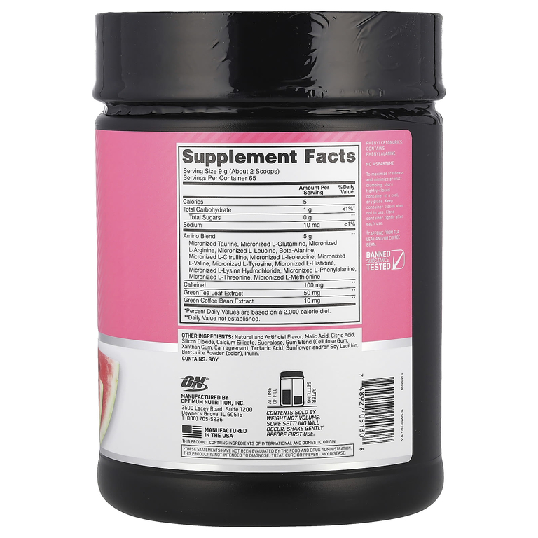 Optimum Nutrition, аминокислоты, арбуз, 585 г (1,29 фунта)