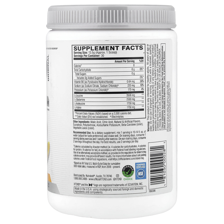 XTEND, 7 г аминокислот с разветвленной цепью, со вкусом манго, 405 г (14,3 унции)