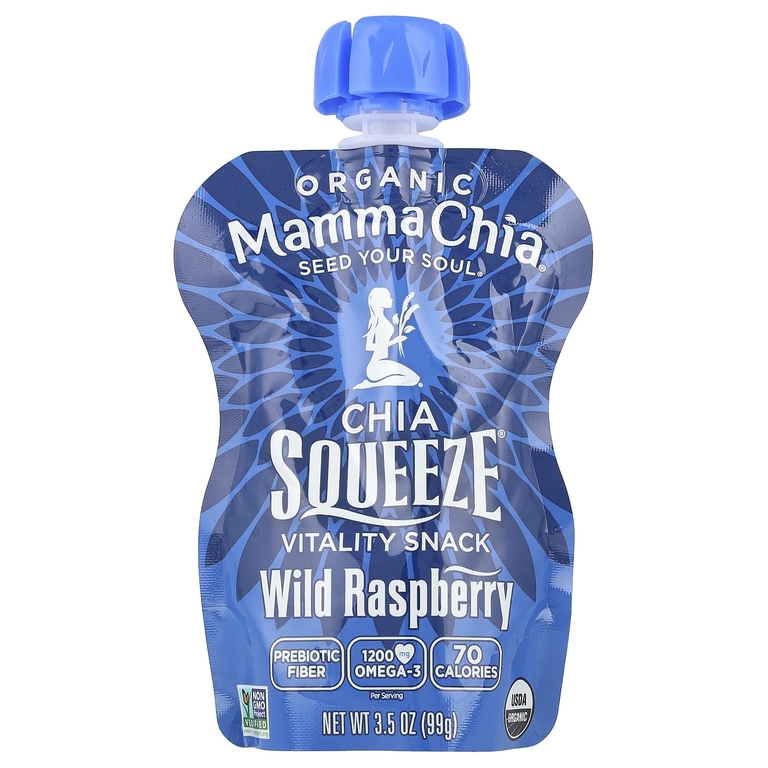 Mamma Chia, органические снеки с семенами чиа, перекус для бодрости, лесная малина, 8 порций, 99 г (3,5 унции)
