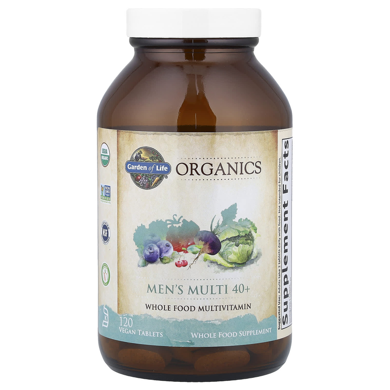 Garden of Life, мультивитамины для мужчин от 40 лет, 120 веганских таблеток