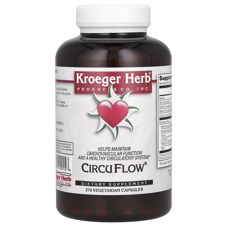 Kroeger Herb Co, комплекс для поддержки работы сердечно-сосудистой системы и здоровья системы кровообращения, 270 вегетарианских капсул