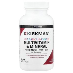Kirkman Labs, жевательные мультивитамины и минералы для детей, натуральный вкус манго и персика, 120 таблеток