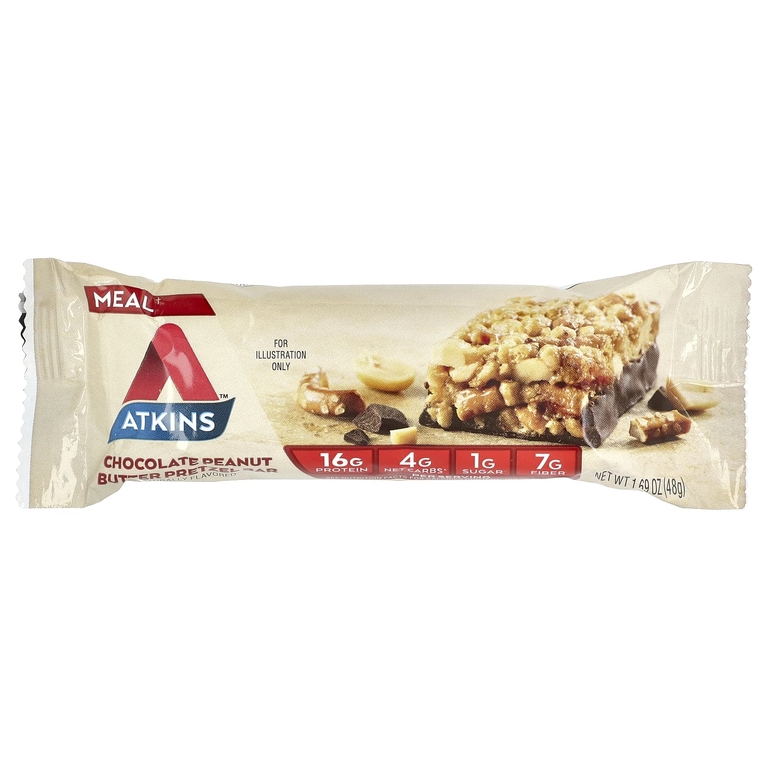 Atkins, протеиновый батончик, крендель с шоколадом и арахисовой пастой, 5 шт. по 48 г (1,69 унции)