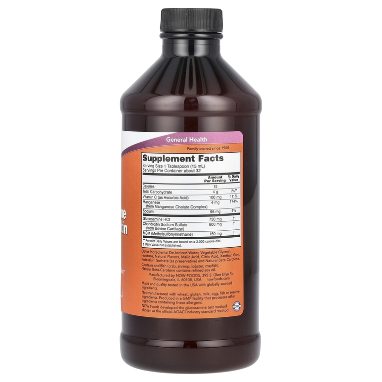 NOW Foods, жидкая добавка с глюкозамином, хондроитином и МСМ, с цитрусовым вкусом, 473 мл (16 жидк. унций)