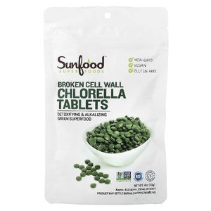 Sunfood, хлорелла в таблетках с разрушенной клеточной стенкой, 452 таблетки, 113 г (4 унции)