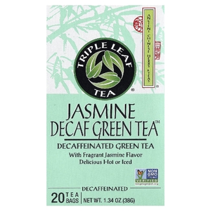 Triple Leaf Tea, зеленый чай с жасмином без кофеина, 20 чайных пакетиков, 38 г (1,34 унции)