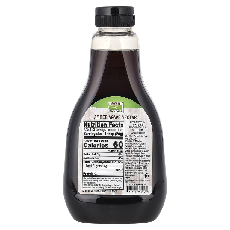NOW Foods, Real Food, нектар органической агавы, янтарь, 23,28 унций (660 г)
