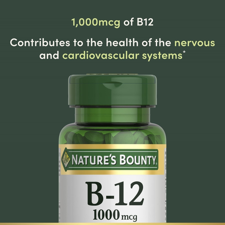 Nature's Bounty, витамин B-12, 1000 мкг, 200 таблеток, покрытых оболочкой