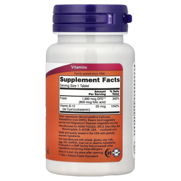 NOW Foods, фолиевая кислота, 250 таблеток